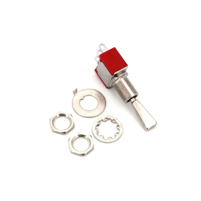 Palanca plana SH piezas de 5 T8014-U, Mini interruptor de palanca SPDT de 3 posiciones con enganche ON-OFF-ON de 3 pines