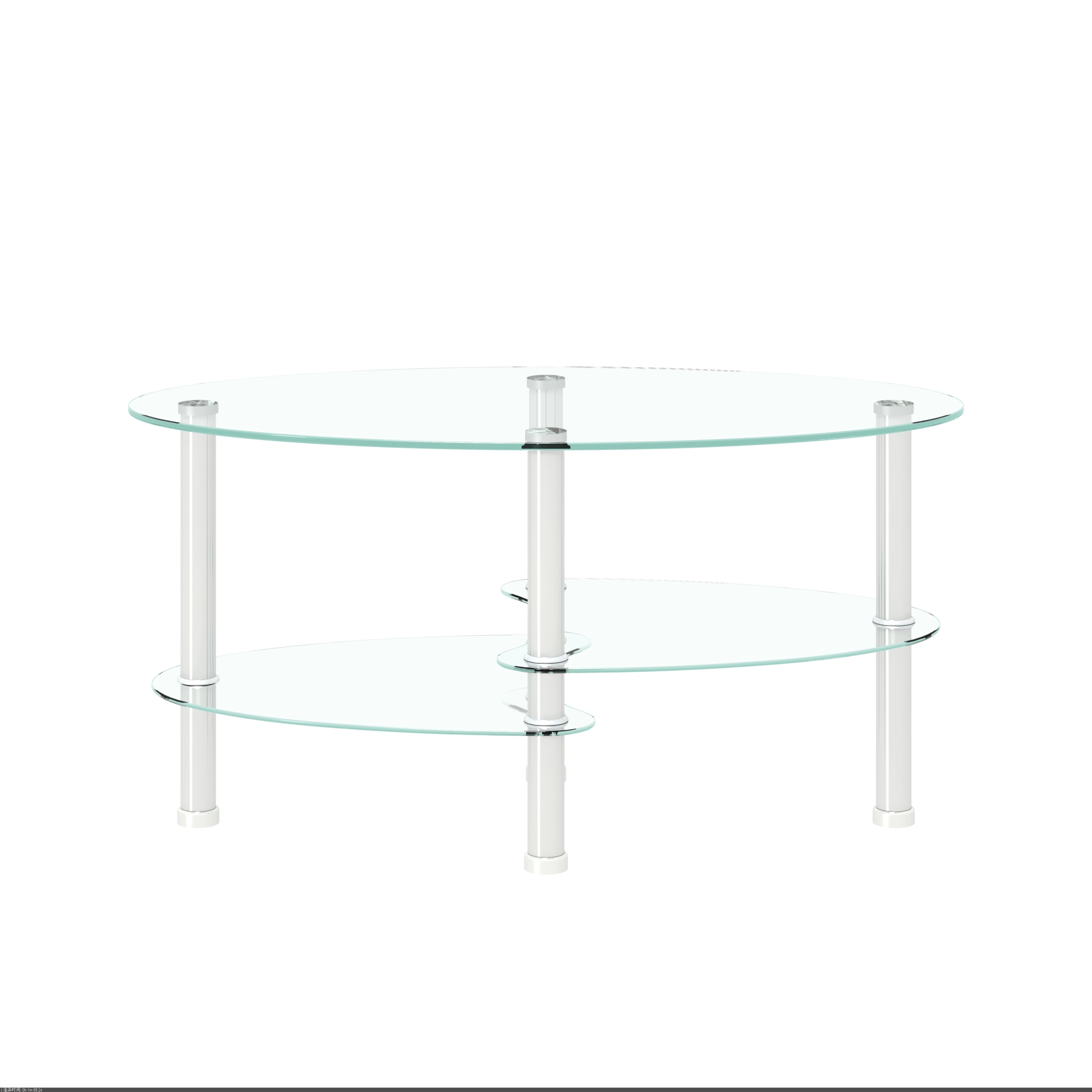 Transparent Oval  Glass Coffee Table, Modern Table with Stainless Steel Leg,Tea Table 3-layer Glass Table for Living Room