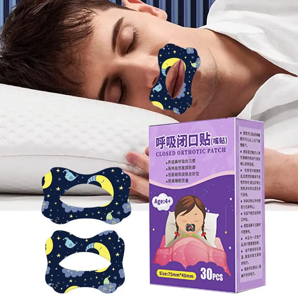 30Pcs Anti-Snoring Stickers Children Adult Night Sleep Lip Nose Breathing Improving Patch Mouth Correction Orthosis Tape