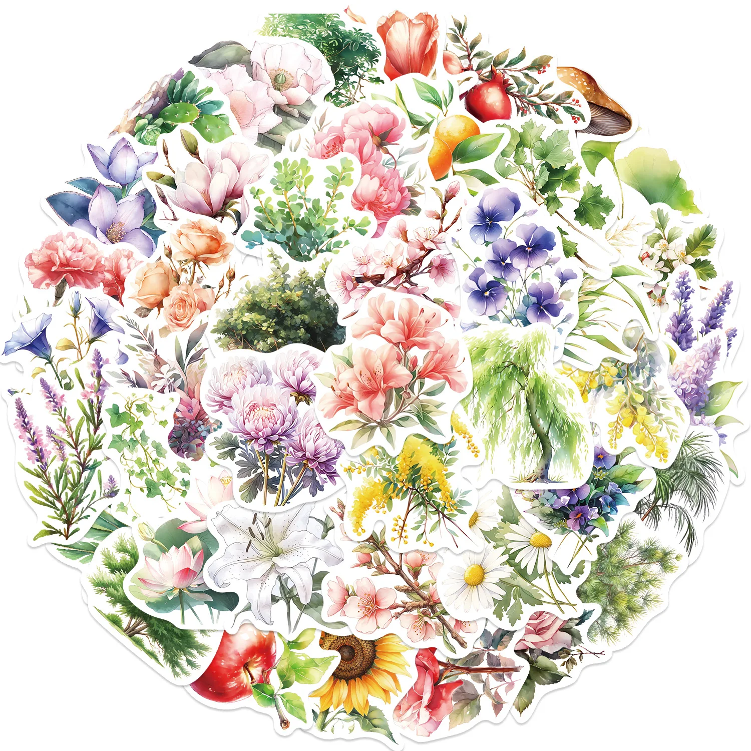 

50Pcs Flower Stickers Pack for Water Bottle, Cute, Vinyl, Aesthetic, Trendy, Waterproof Stickers and Decals for Hydroflask
