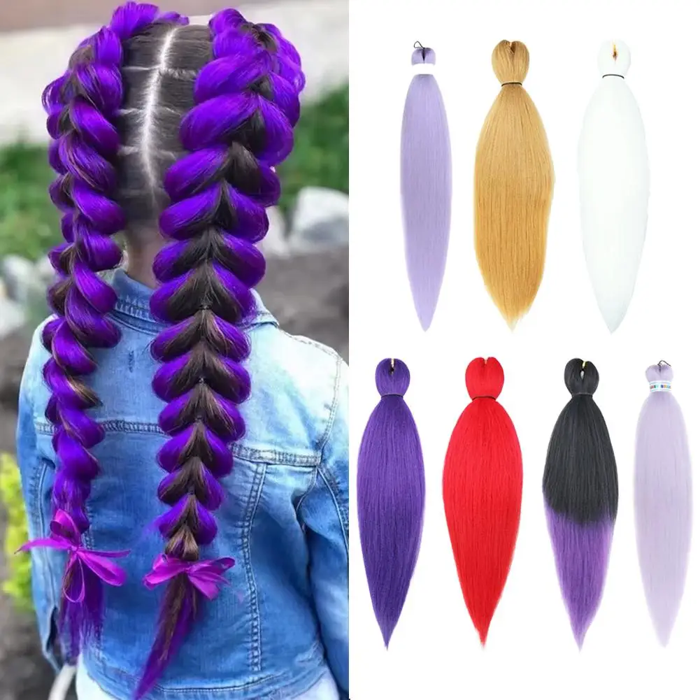 Vlechtbaar pruikhaar, voorgerekt, zacht synthetisch gehaakt haar, vlechtverlenging, warm waterinstelling, cosplay pruik rekwisieten