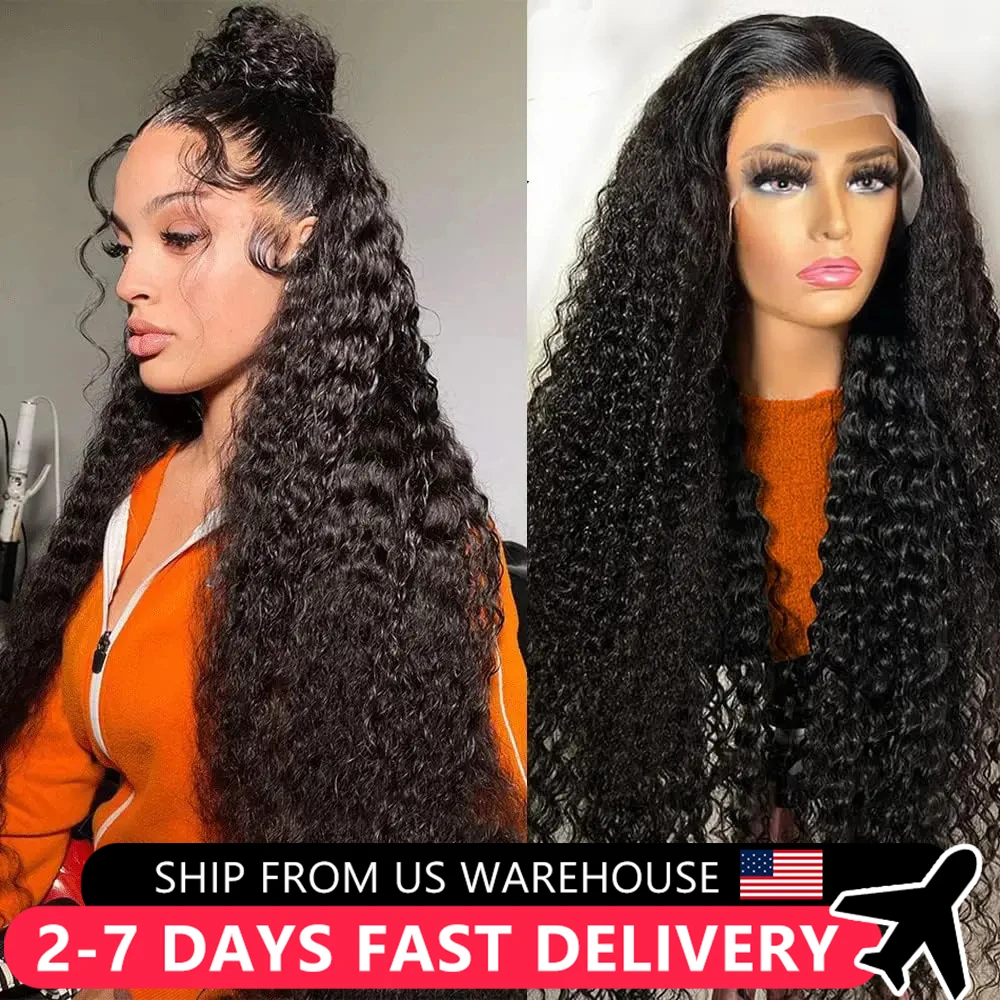 13x4 13x6 Lace Frontal Brazilian Wigs for Women Human Hair Curly Lace Front Wigs Pre Plucked 4x4 HD Lace Closure Deep Wave Wig