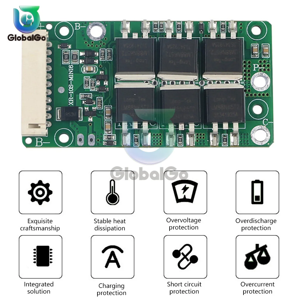 BMS 10S 36V 20A 18650 Battery Charge Board Balance Equalize PCM Short Circuit Protection