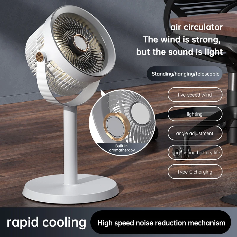 2026 New Retractable Standing Fan with Night Light, Circulation Vertical Ceiling Fan, Portable Gift Fan for Home Bedroom Office