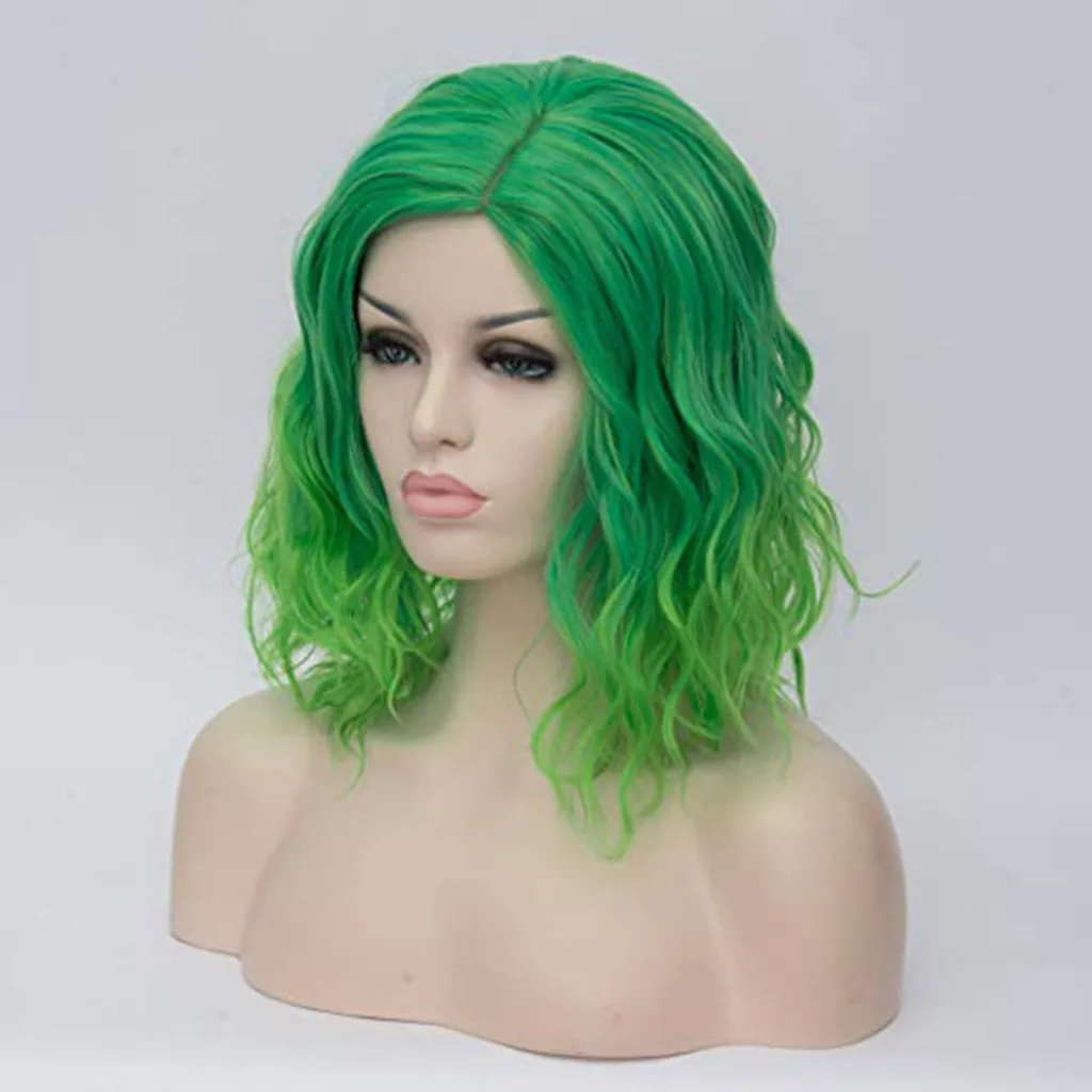 Woman Green Wigs Short Curly Heat Resistant Synthetic Pink Blue Red Hair For Black White Women Cosplay Lolita Bob Wigs