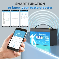 New 12V 135Ah LiFePO4 Deep Cycle Battery Built-in 100A Bluetooth BMS Perfect for RV Solar Marine Overland Off-Grid Application