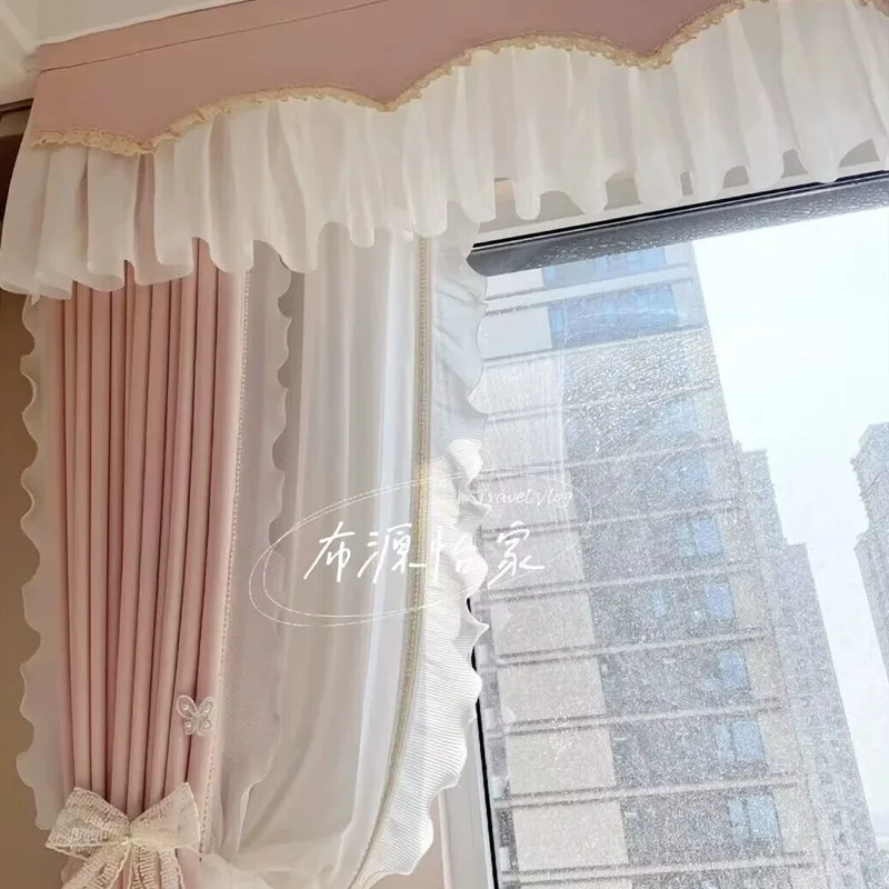 Modern Simplicity Curtains for Living Room Bedroom Dining Room Princess Style Dreamy Curtain French Window Full Shading Curtain