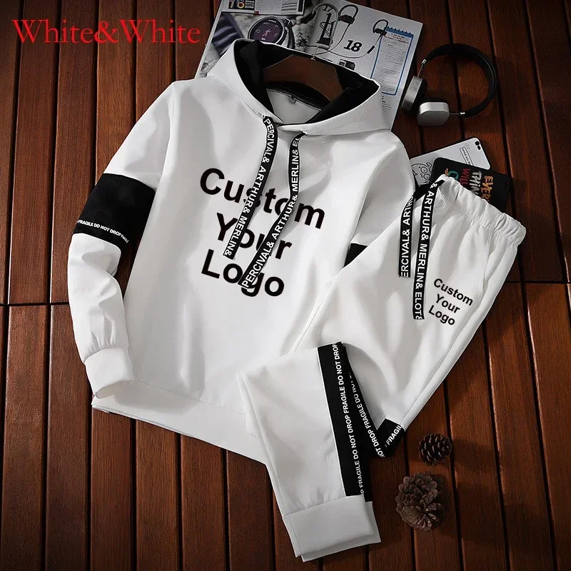 New Fashion Men's Tracksuits Man Sweatshirts + Trousers 2 Pieces Set Male Outdoor Fitness Outfit