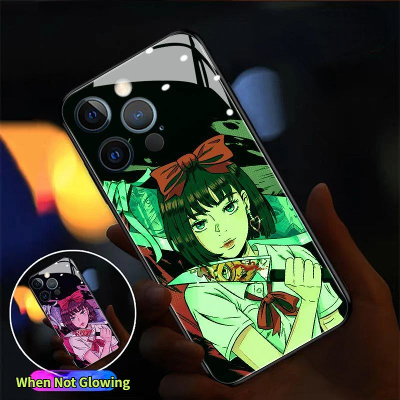 

LED Light Luminous Glass Phone Case For Samsung S24 S23 S22 S21 S20 Plus Ultra FE Note 10 20 A54 A71 A72 A73 Anime Glowing Cover