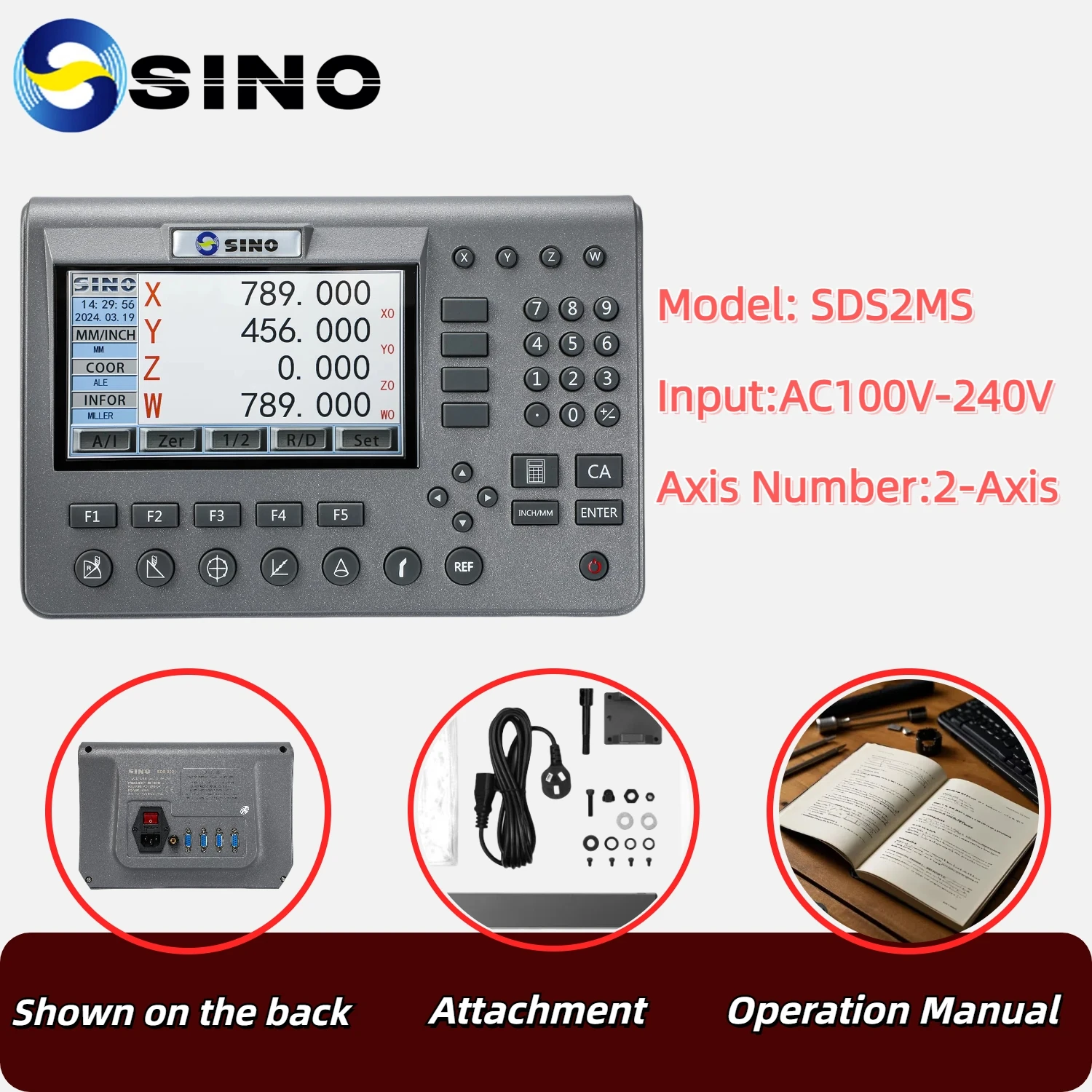 High Precision Instruments Lathe & Mill 4 Axis LCD DRO kit Digital Readout With 2 PCS KA500 5um/1um Linear Glass Scales