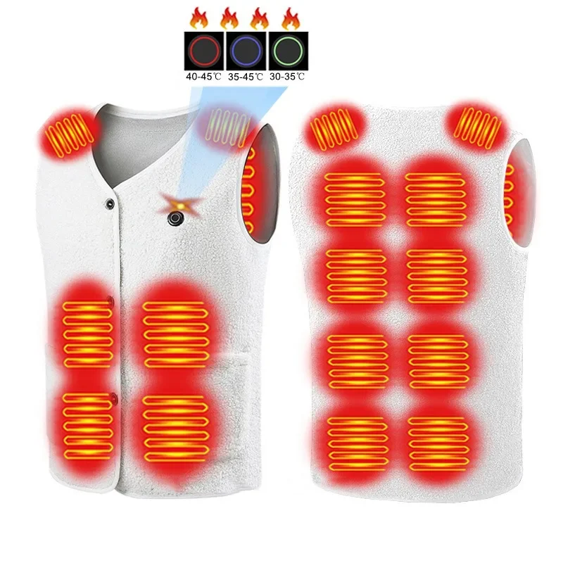 16 مناطق Vset ساخنة USB سترة ساخنة للرجال والنساء الكهربائية الحرارية الخامس الرقبة الجسم دفئا خفيفة الوزن الذكية التدفئة سترة الشتاء #2