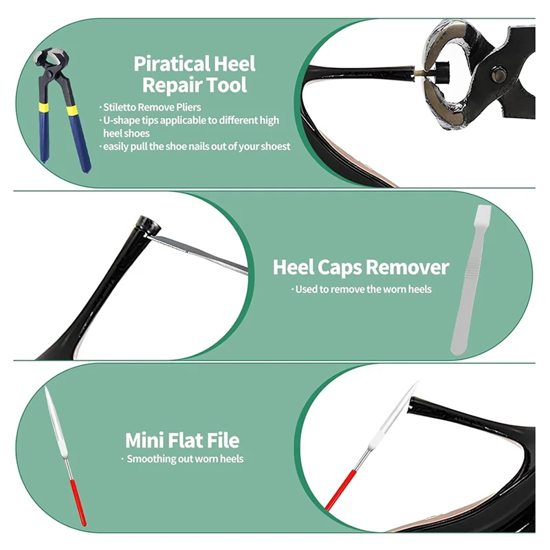 مجموعة بديلة لأطراف الكعب العالي - أطراف كعب انزلاقي على شكل حرف U في 8 مم/9 مم/10 مم/10.5 مم/11 مم/12 مم