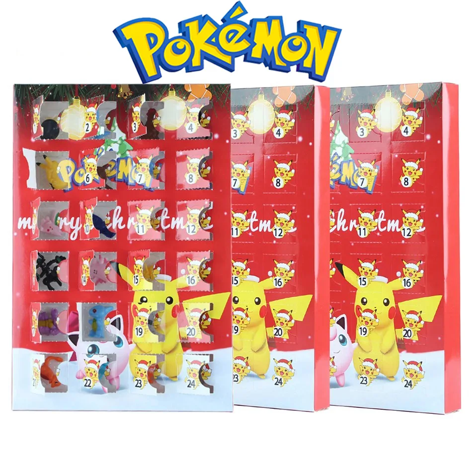 Venda quente 24 pçs conjunto pokemon figura halloween natal calendário do advento presente kawaii pikachu anime figura ação pvc modelo brinquedo do miúdo