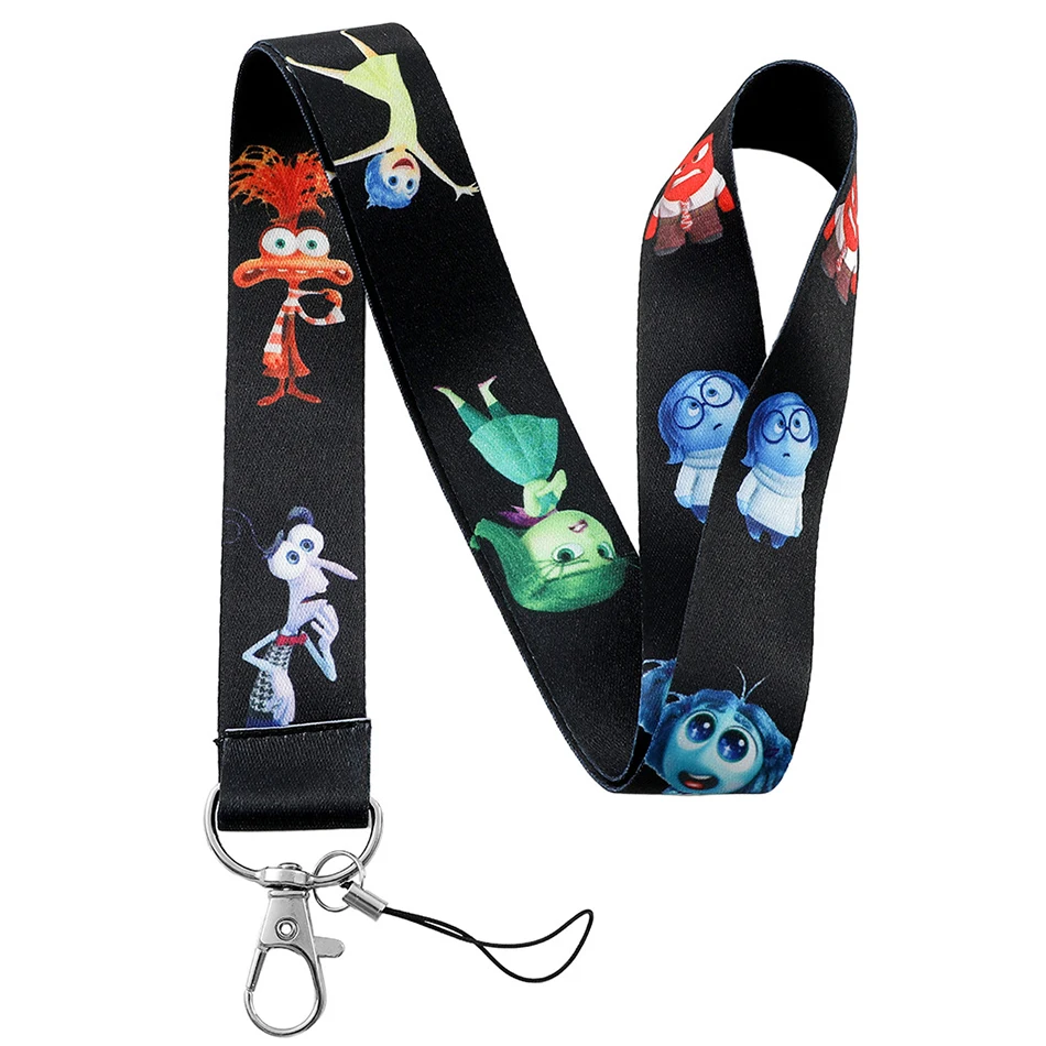 inside out 2 Lanyards Keychain Cartoon Movie Lanyards for Key Neck Strap For Card Keyring Accessories Gifts Credential Holder