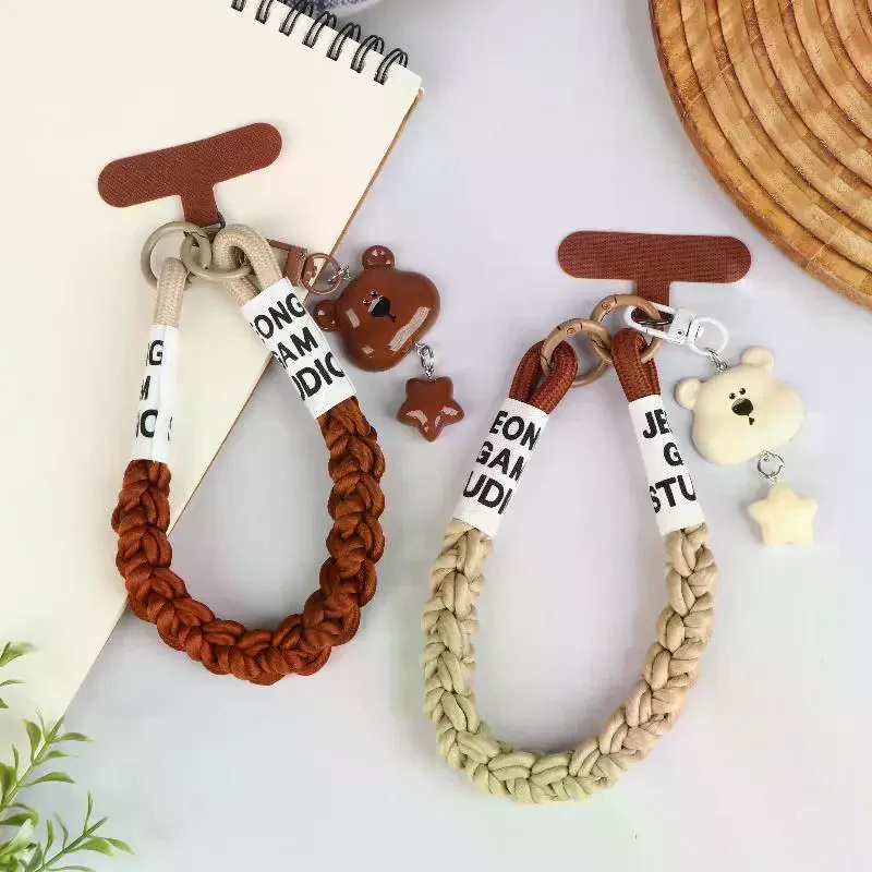 

Y2K милый мультяшный медведь голова звезды ремешок для телефона Ins стиль универсальная цепочка для мобильного телефона анти-потерянный браслет брелок подарки