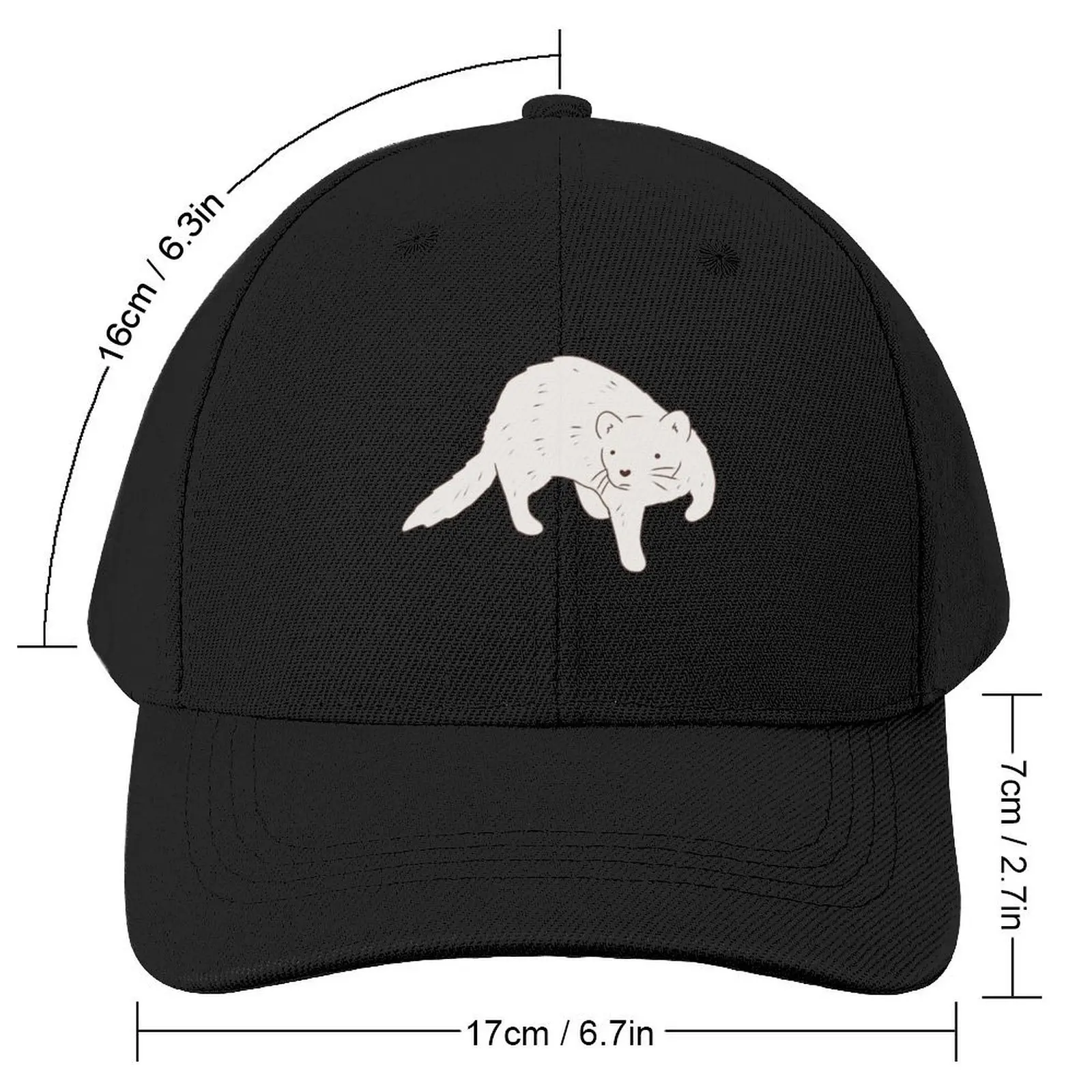 White ferret art Baseball Cap Beach Rugby black Sun Hats For Women Men's