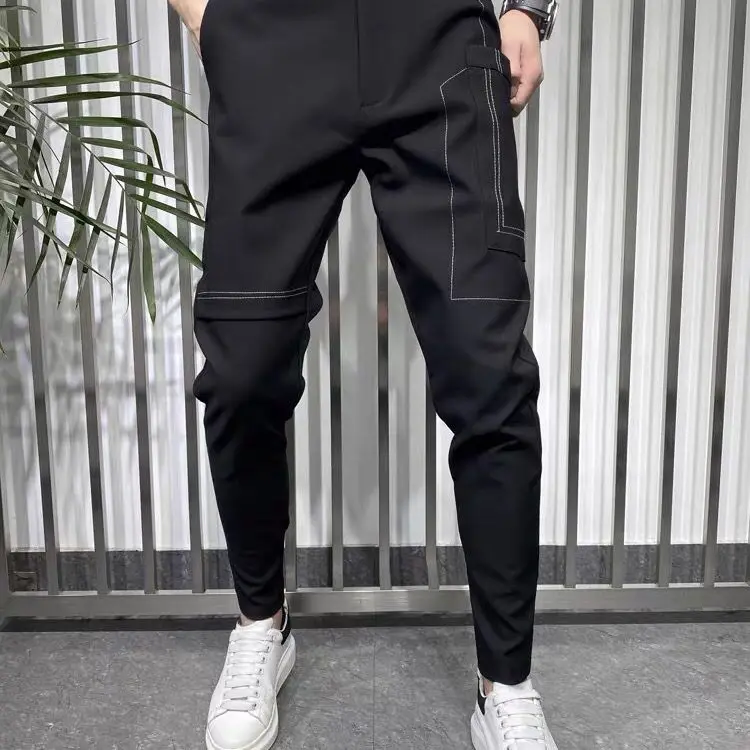 

Men's Classic Pants High Stretch Spring Autumn Casual Pant Men Elastic Jogger Trousers Male Straight Leg Business Pants A47