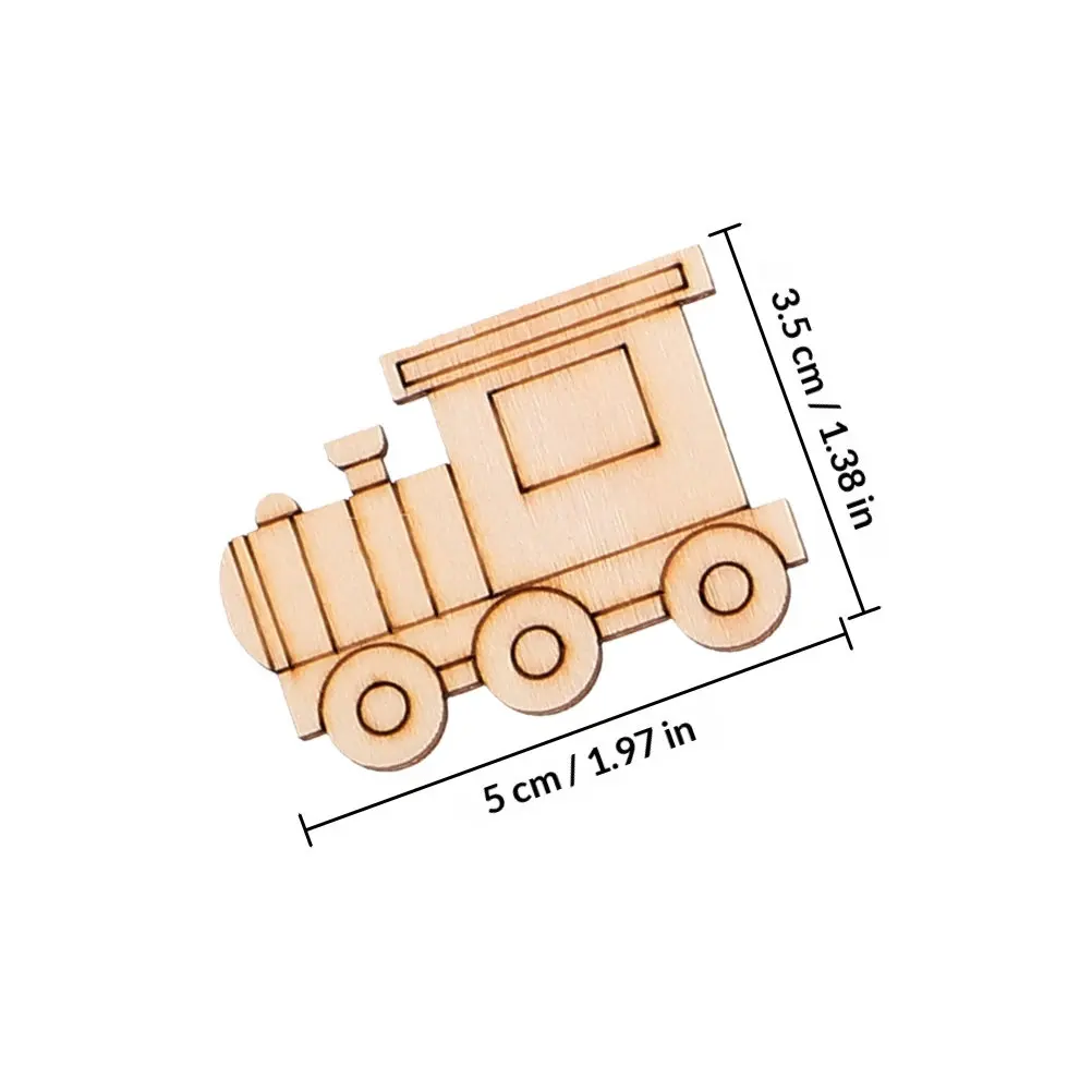 25Pcs Handmade Unfinished Wood Cutouts Vehicles Helicopter Car Excavator Craft Slices Smooth Surface for Painting Decorating