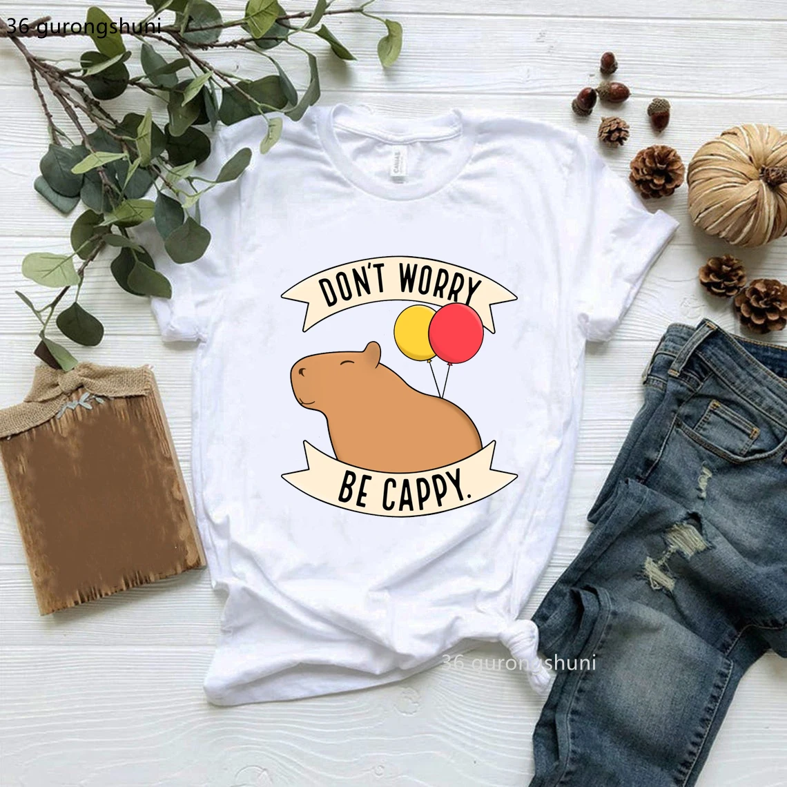 

Don'T Worry Be Capy Tshirt I Love Capybara T Shirt Graphic Women Clothes Female Clothing Short Sleeve T-Shirts Tees 90s Tops