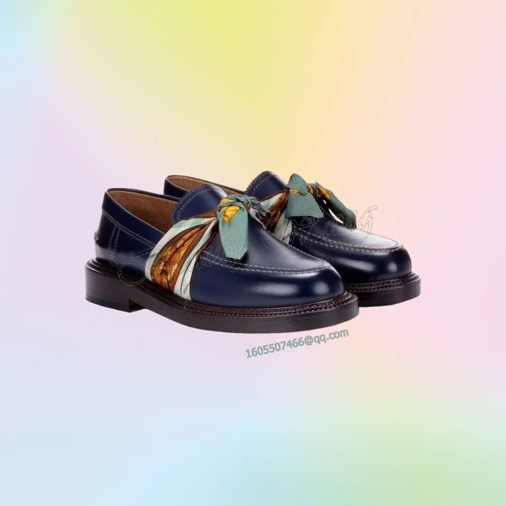 

Deep Blue Men Shoes Mixed Color Bow Knot Tied Pumps Men's Dress Shoes Gentlemen Slip on Party Shoes Big Size 47 Sprig Autumn