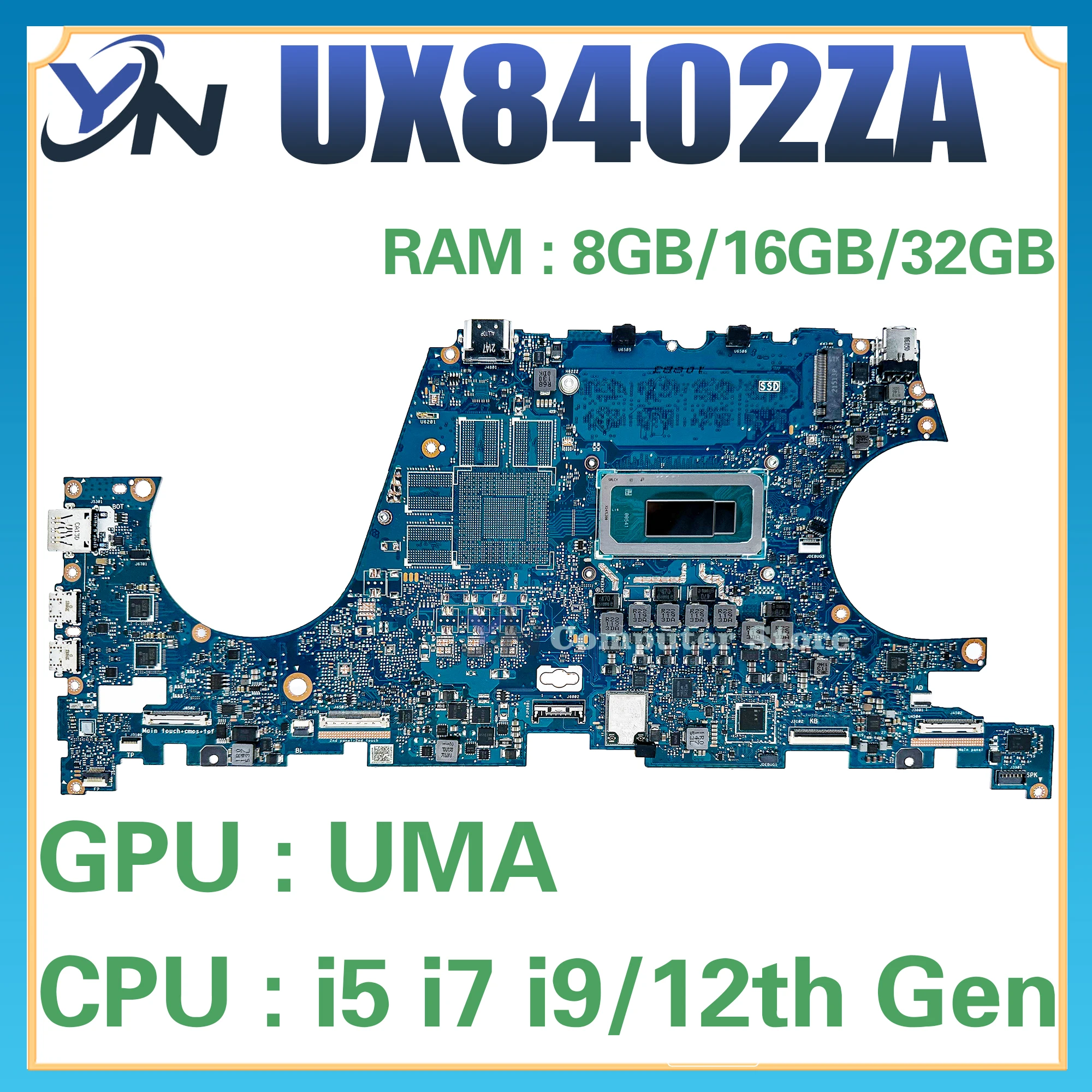 

UX8402Z Mainboard For ASUS UX8402ZA BX8402ZA BX8402ZE RX8402ZE RX8402ZA UX8402ZE Laptop Motherboard i5 i7 i9 12th Gen 100% Test