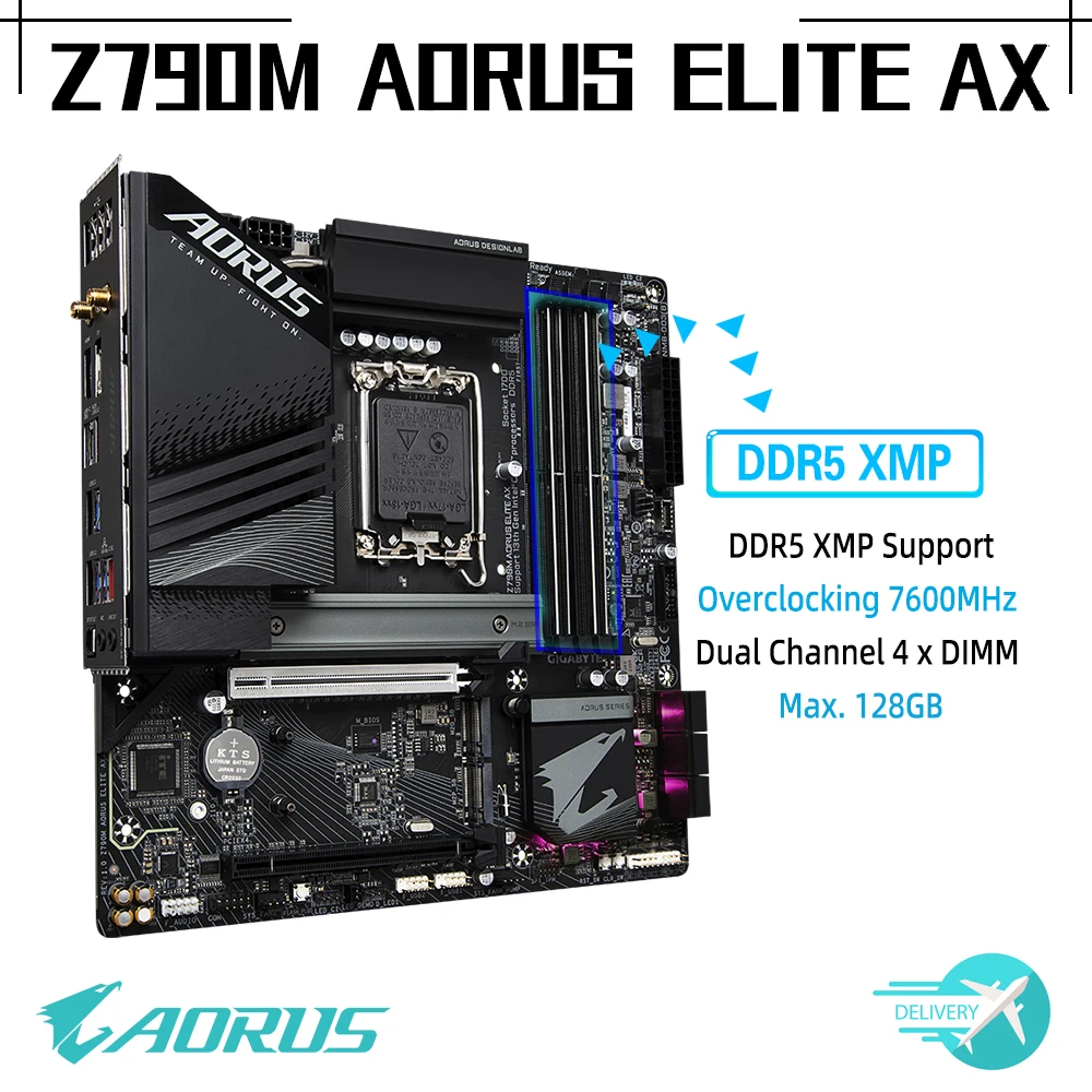 LGA 1700 Gigabyte Z790M AORUS ELITE AX WIFI Motherboard DDR5 M-ATX 13th 12th Gen CPU Intel Desktop Gaming Z790 128GB PCIE 5 New