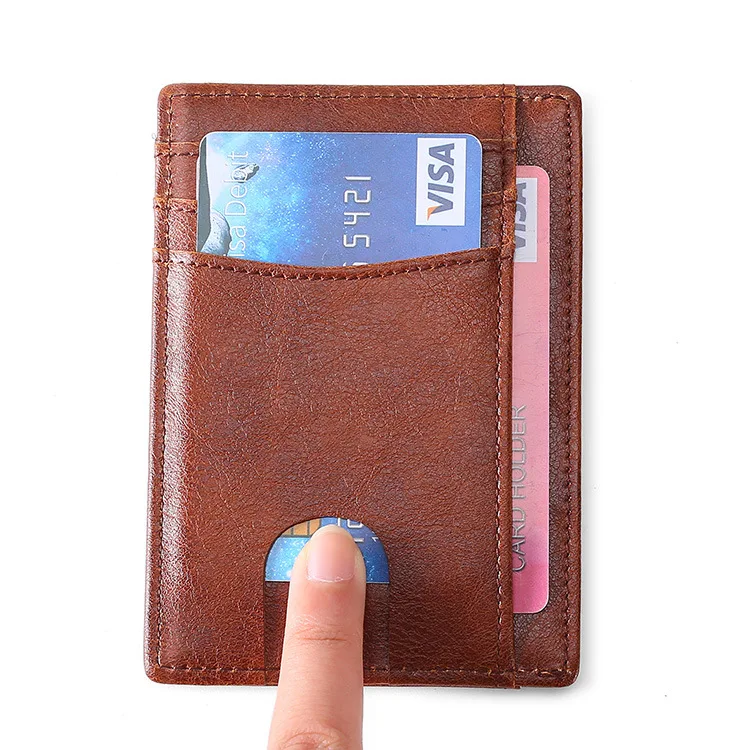 Slim Minimalist Ultra Thin Ins Wallets RFID ID VIP Credit Card Holder for Women and Men Real Leather Carbon Fiber Name card Box