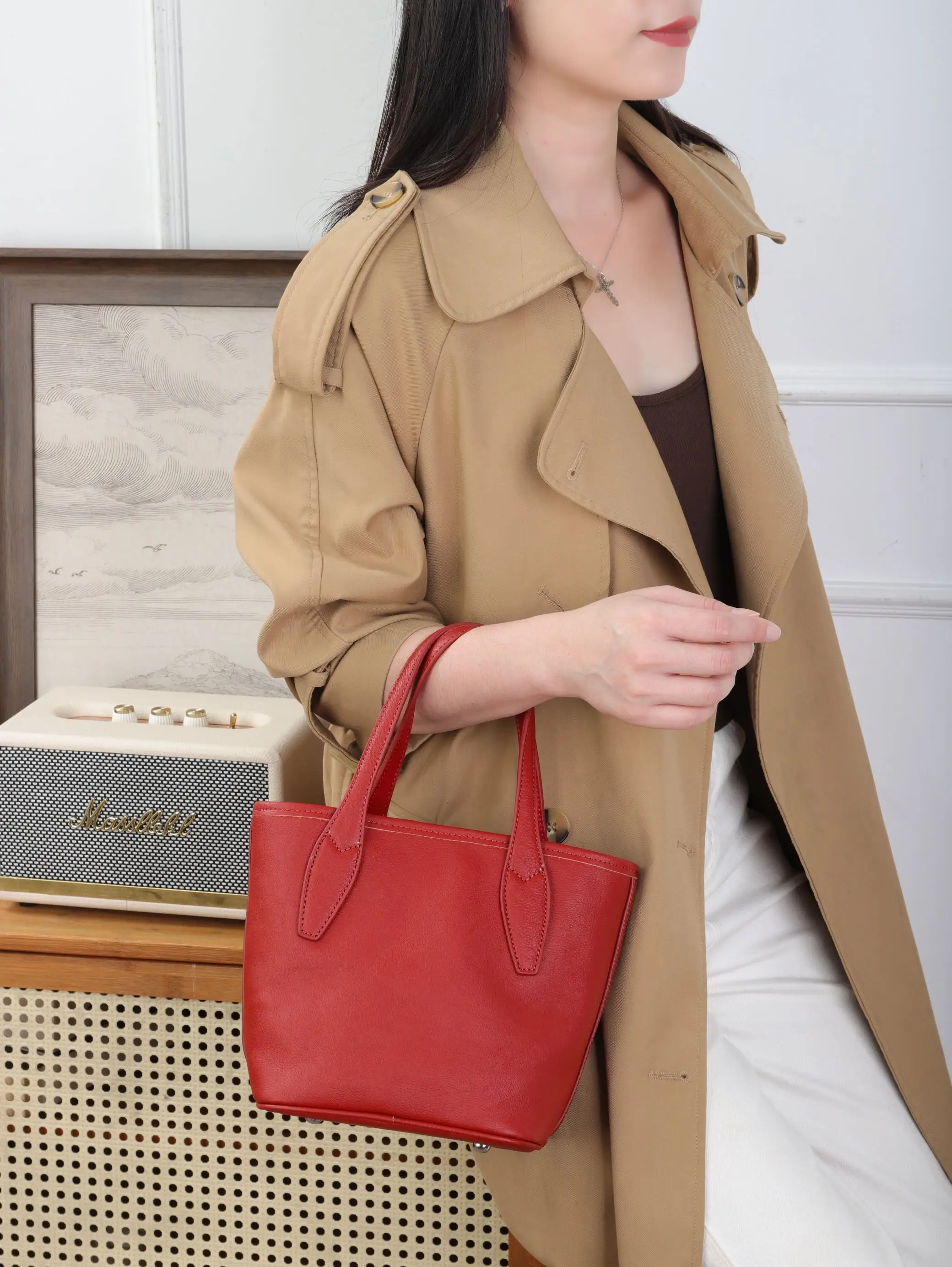 Genuine Grade Leather Women's Handbag Luxury Deisgner Brand Ladeis Shoulder Crossbody Bag for Woman Fashion Bucket bag 2026 Tote