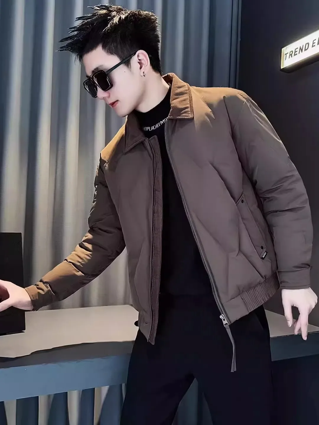 

Утепленная куртка с воротником-стойкой для мужчин: молодежная, модная, теплая, повседневная, осенне-зимняя, новинка, трендовая брендовая мужская одежда