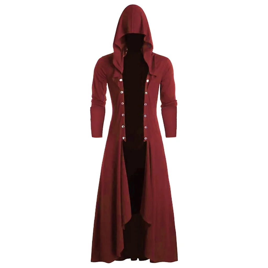 

Men's Retro Steam Punk Gothic Wind Cloak Coat Fashion Plain Cap Cardigan Coat Cloak Jacket Parkour Clothes Cosplay Party Costu