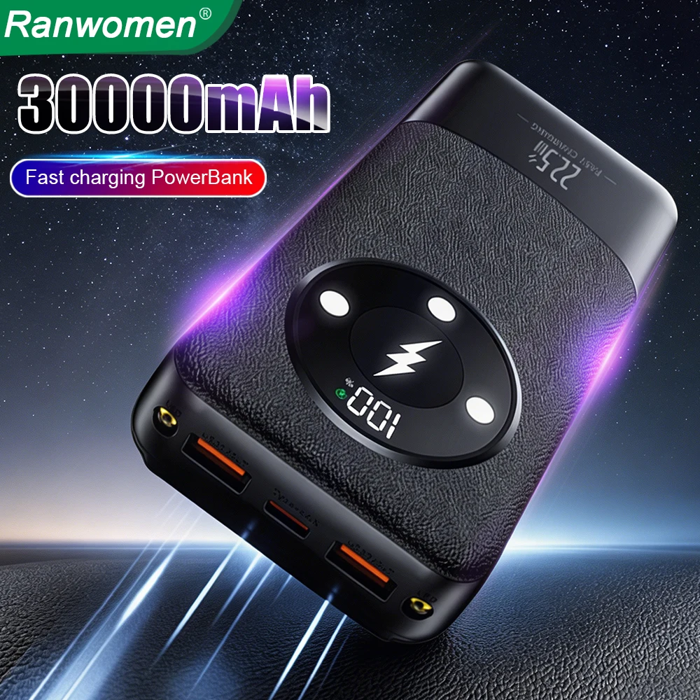 

Powerbank 30000mAh PD 22.5W 4 in 1 With Fast Charging Cable Portable Power Bank For iPhone Huawei Xiaomi Redmi Power Bank Supply