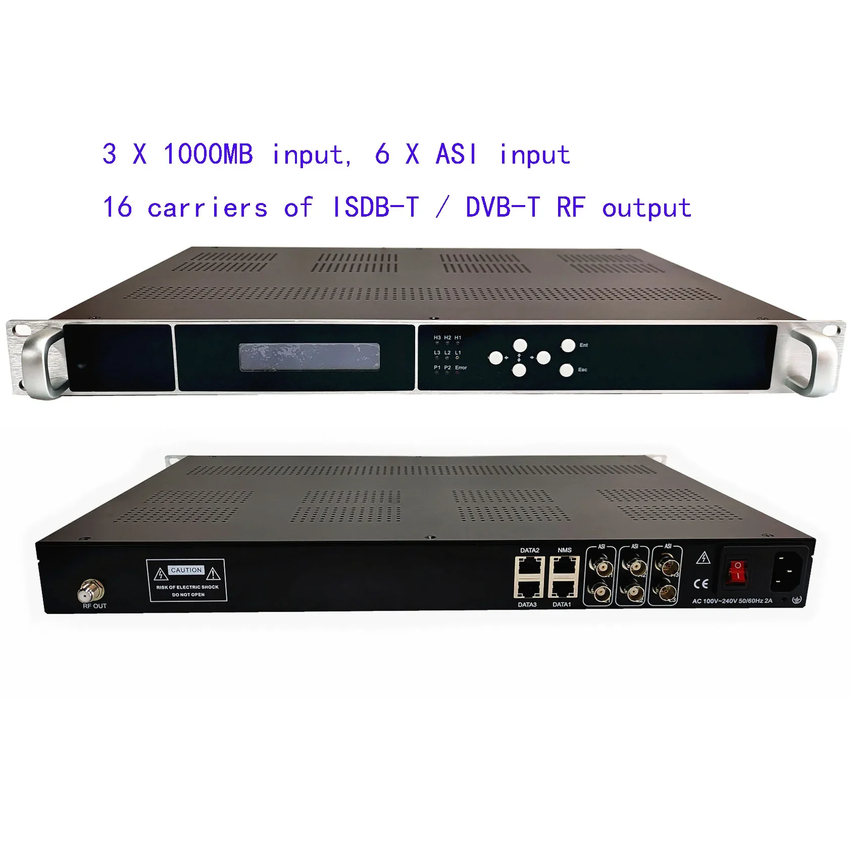 Cable TV Modulator for Broadcast Applications 8/16 Carrier Digital Modulator ISDB-T DVB-T Gigabit Ethernet To ISDB-T/DVB-T