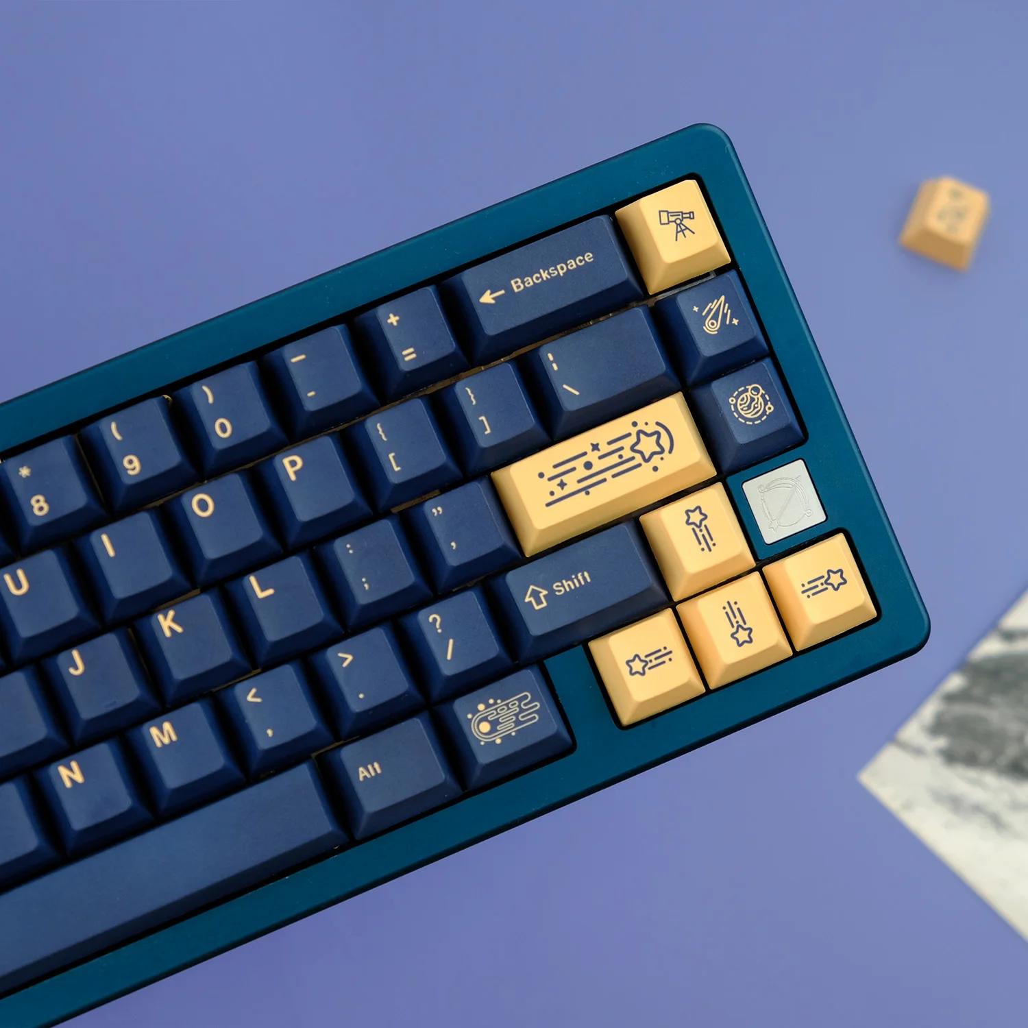 KYOMOT Stargaze Keycap 130 Key/Set Cherry Profile PBT Dye Sub Golden Keycaps for Cherry MX Switch Games DIY Mechanical Keyboard