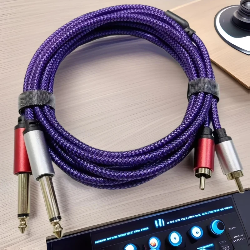 RCA To 6.35mm Cable 2 1/4inch TS To 2 RCA Male To Male Stereo Audio Adapter Cable for Microphone Mixer Sound Card Amplifier