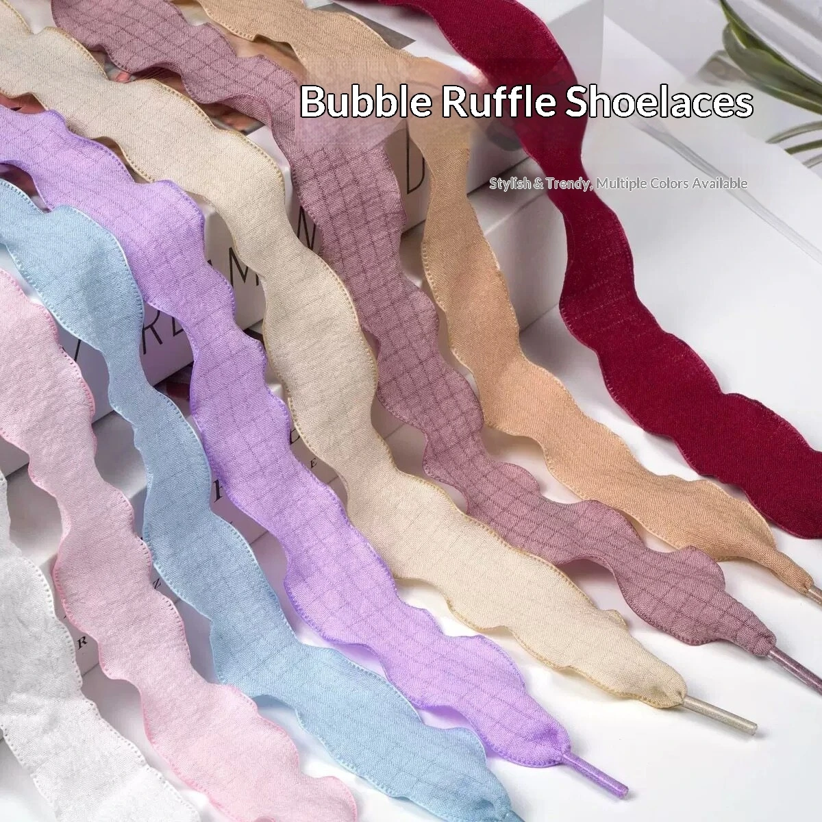 

1 Pair Petal Shoelaces 2.5cm Wide Flat Casual Shoe Laces Lotus Leaf Edge Bubble Shoelace Sneakers Rope Shoelace 80/100/120/140CM