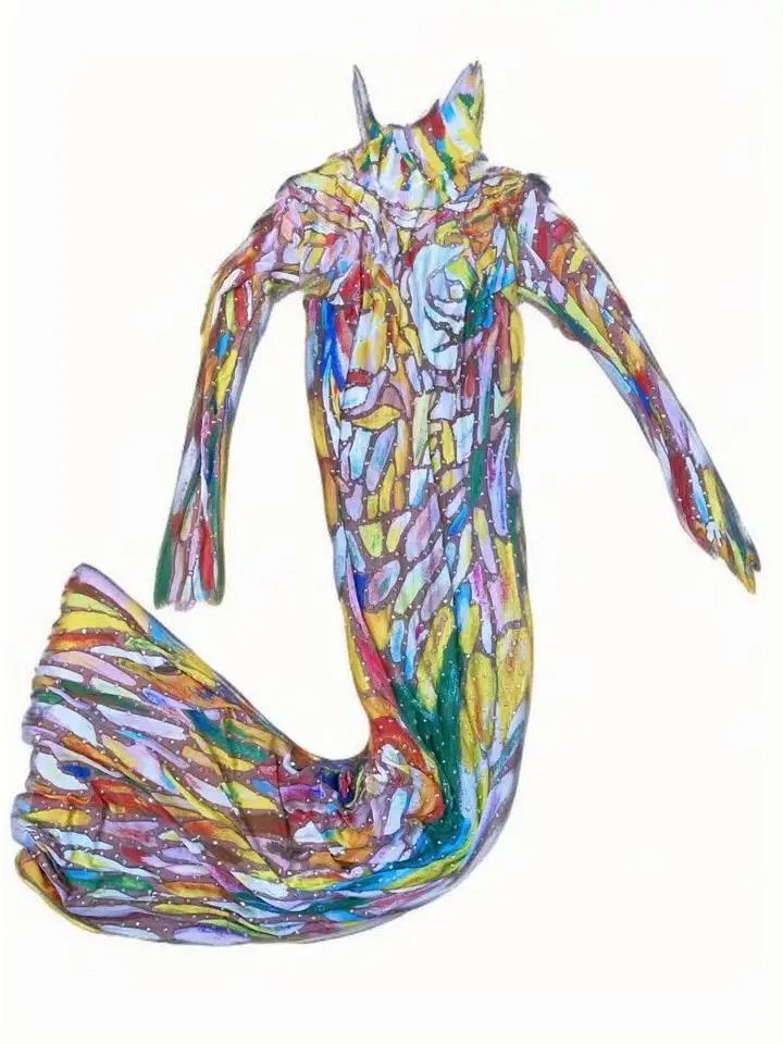Women Celebrity Evening Birthday Party Prom Gown Luxury Diamonds Printed Show Stage Frock Flashing Color Original Design Dress