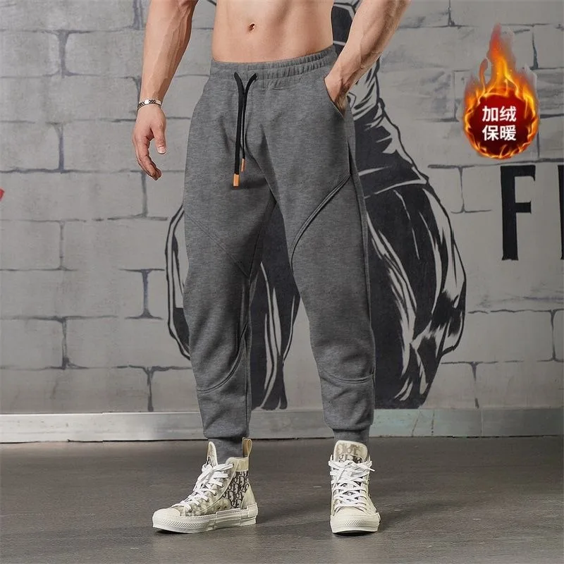 Men's Sports Trousers Heavyweight Autumn Winter Style Casual Sweatpants with Velvet Thickened Trousers