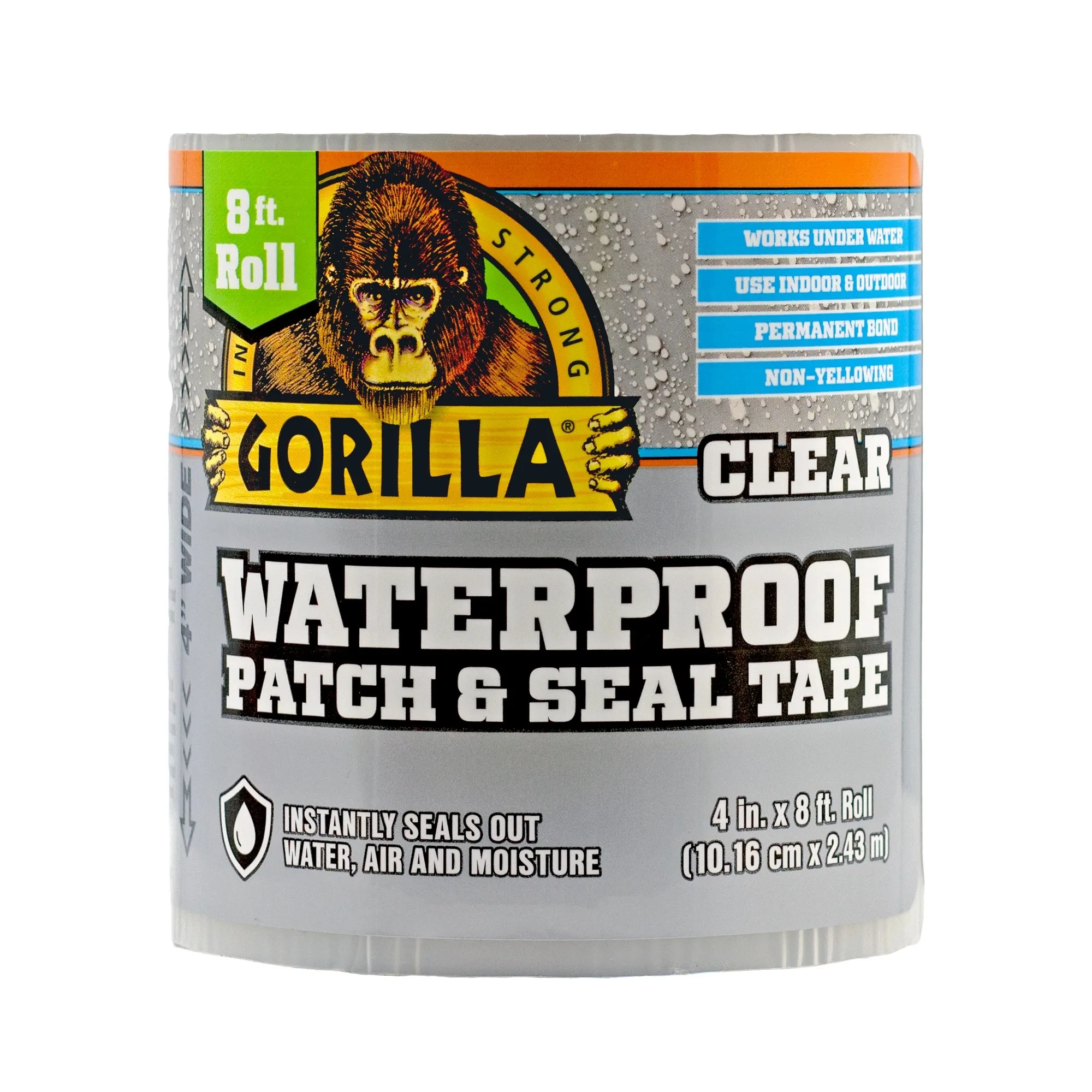 (2 pack)  Glue Clear Waterproof Patch and Seal Tape, 8 Foot Roll. Assembled Product Weight 0.46 lbs