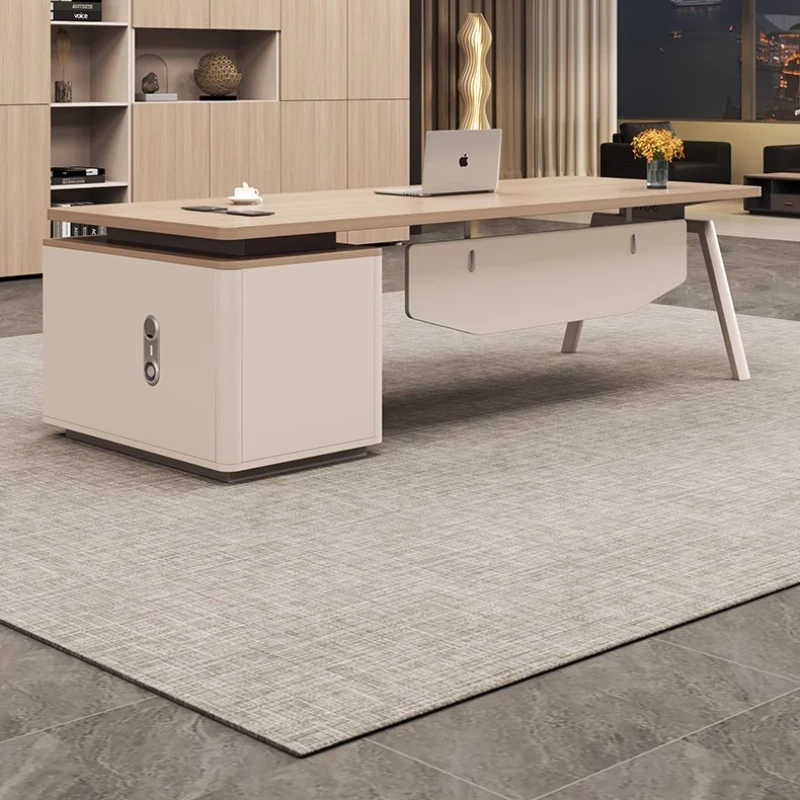 مكتب تنفيذي بني رخيص الثمن، دعم الساق الجمالية، أدراج كبيرة، مكتب تنفيذي، أثاث مكتبي خشبي حديث من Mesa De Escritorio #5