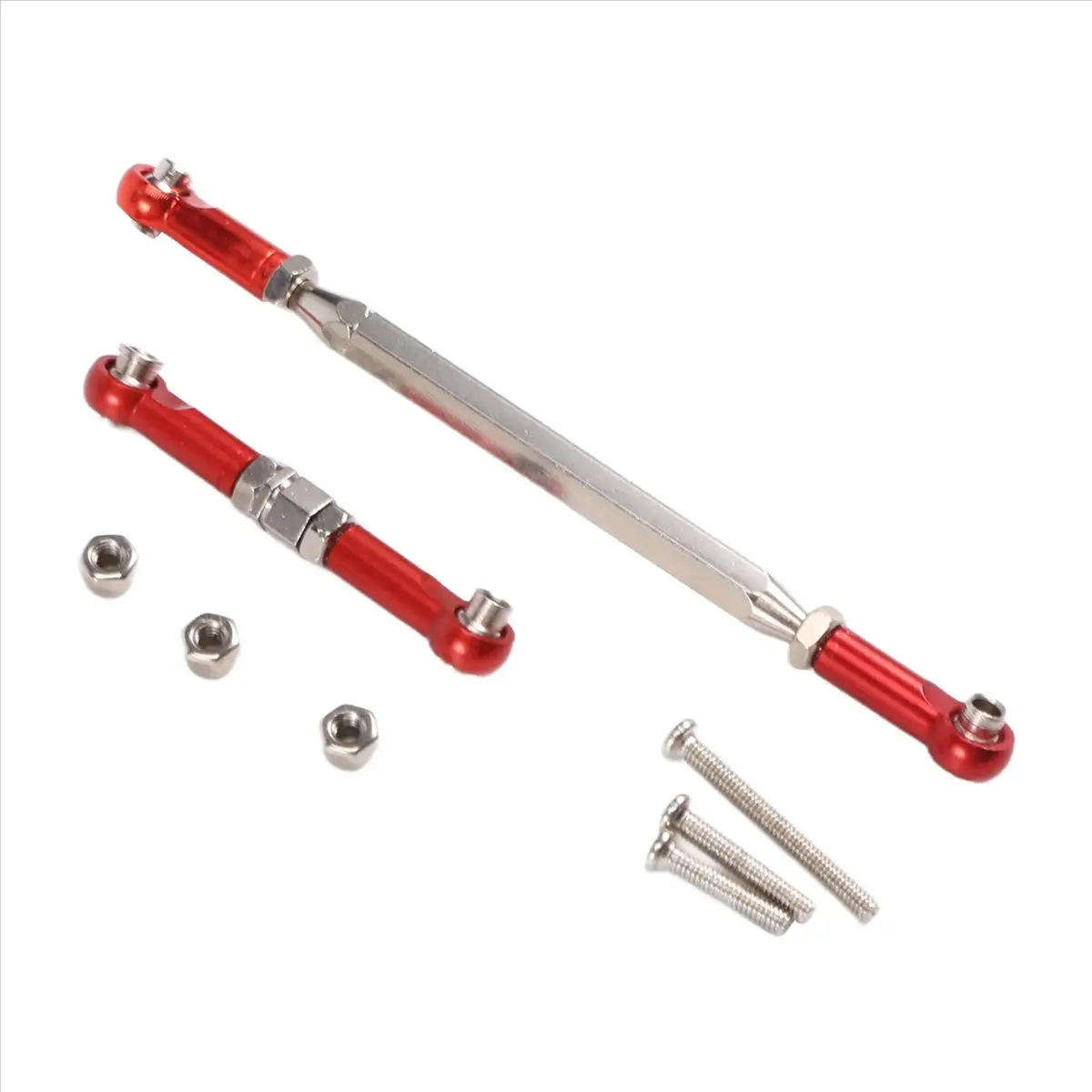 ABPF Metal Adjustable Steering Linkage Servo Link Pull Rod Turnbuckle for MN D90 D99 MN-90 -45 1/12 RC Car Crawler,Red