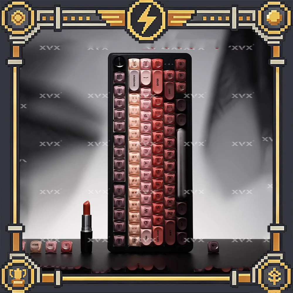 

Колпачки для клавиш XVX HOA Lipstick PC, прозрачные PBT, двухцветное литье, УФ-печать, кастомизированные колпачки для клавиатуры, подарки для ПК