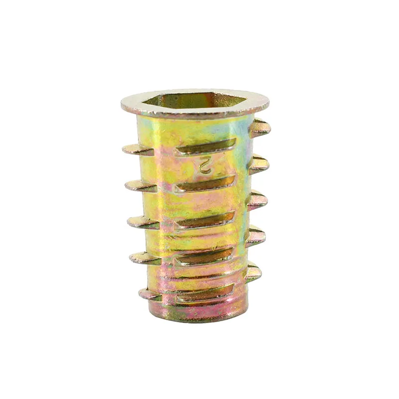M4 M5 M6 M8 M10 Zinc Threaded Insert Nuts Woodworking Nut Inserts Furniture E-Nut Kirsite Thread Inside and Outside Nut For Bed