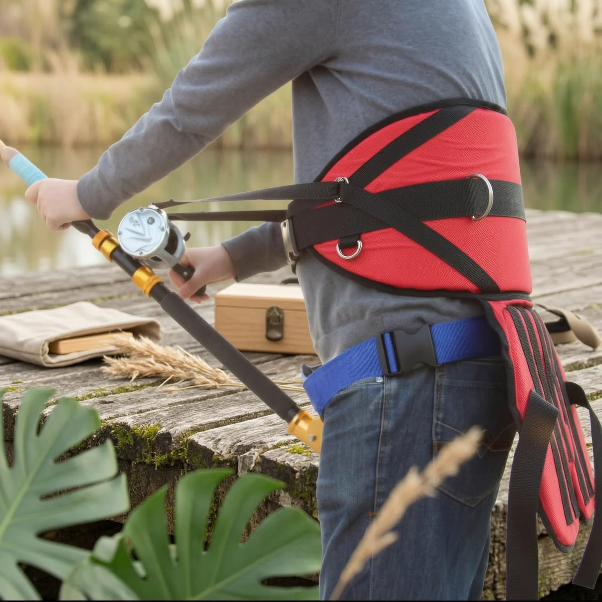 Fishing Belt - Balıkçılık Bel Kemeri, Minderli, Ayarlanabilir Olta