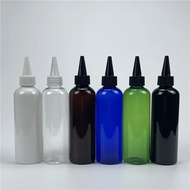 

200ML X 30 Empty Plastic Round Shoulder Bottle With Pointed Mouth Cap Jam Flavour Container DIY Cosmetic PET Packaging Container