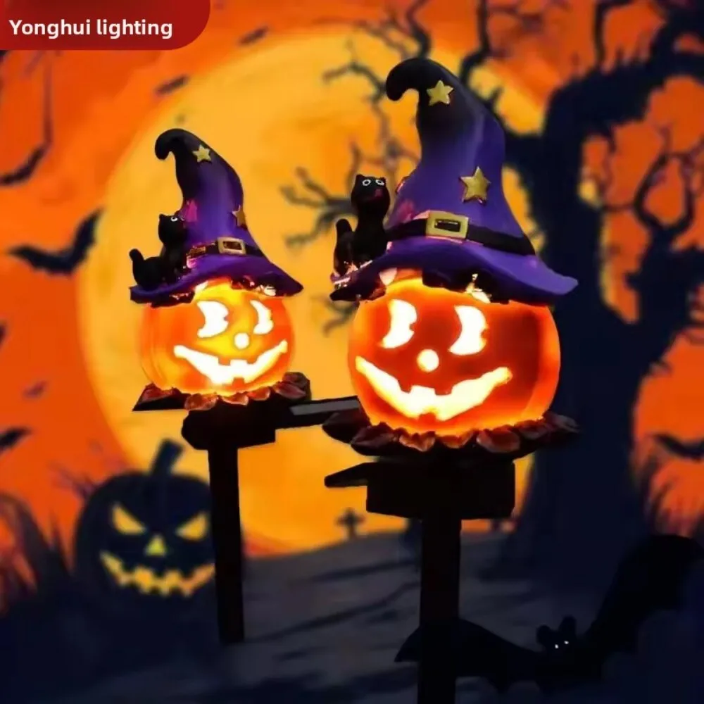 

Solar Powered Resin Pumpkin Outdoor Waterproof Halloween Ground Plug Light for Lawn Garden Courtyard Landscape Decoration
