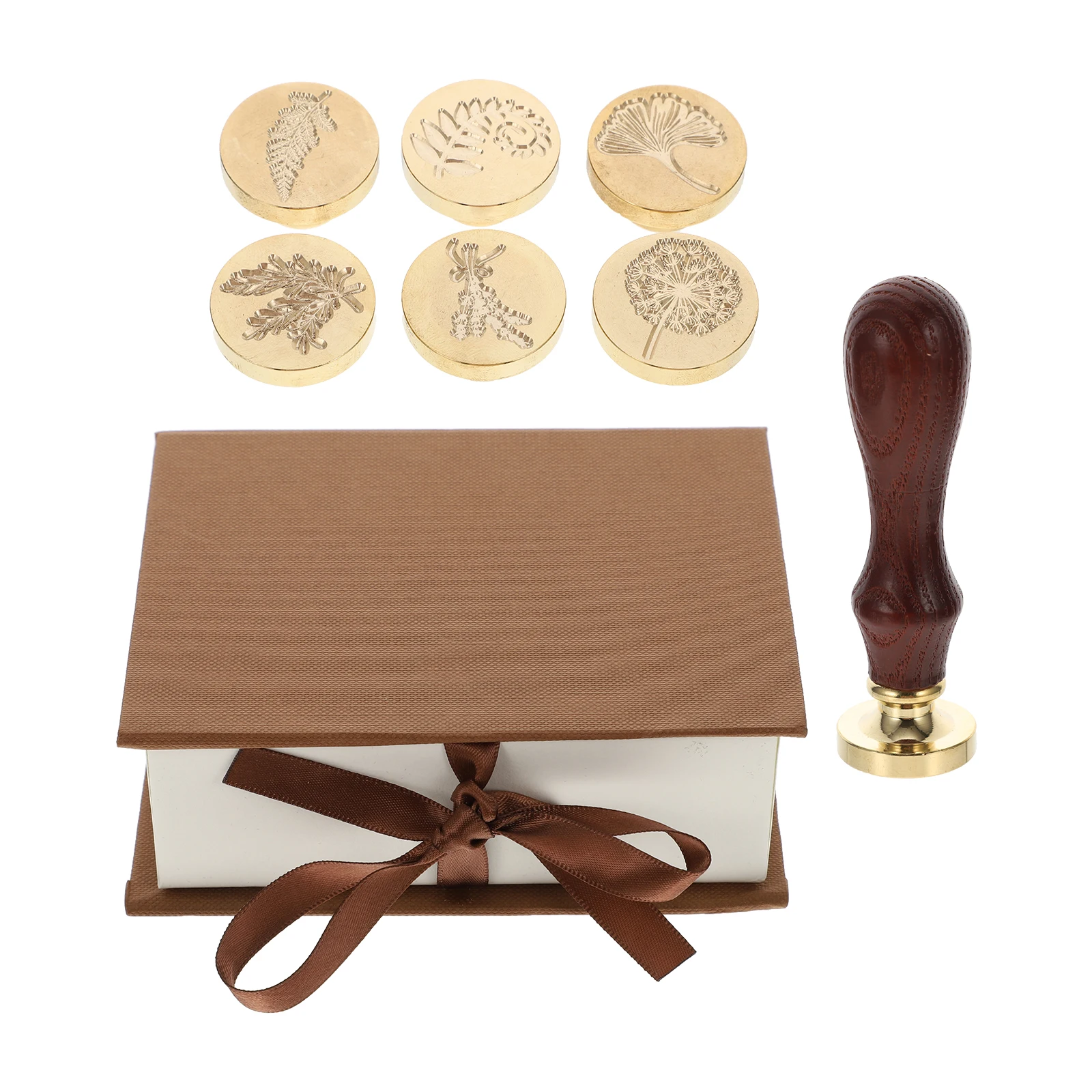 

6pcs Wax Seal Stamp Set Retro Wooden H Vintage Copper European Style Durable Craftsmanship For Cards Envelopes Invitations