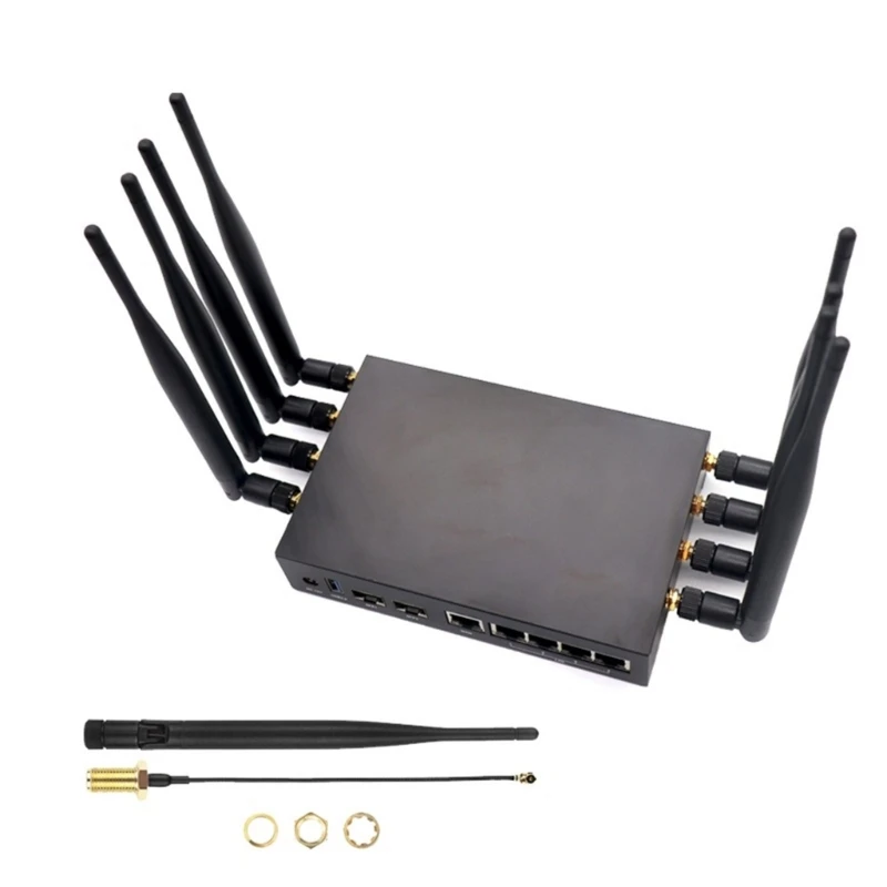 HX6A เคสที่อยู่อาศัยโลหะที่แข็งแรงสำหรับ Banana PIR3 WiFi Router Box 8 ANTENNAS HEATSINKS