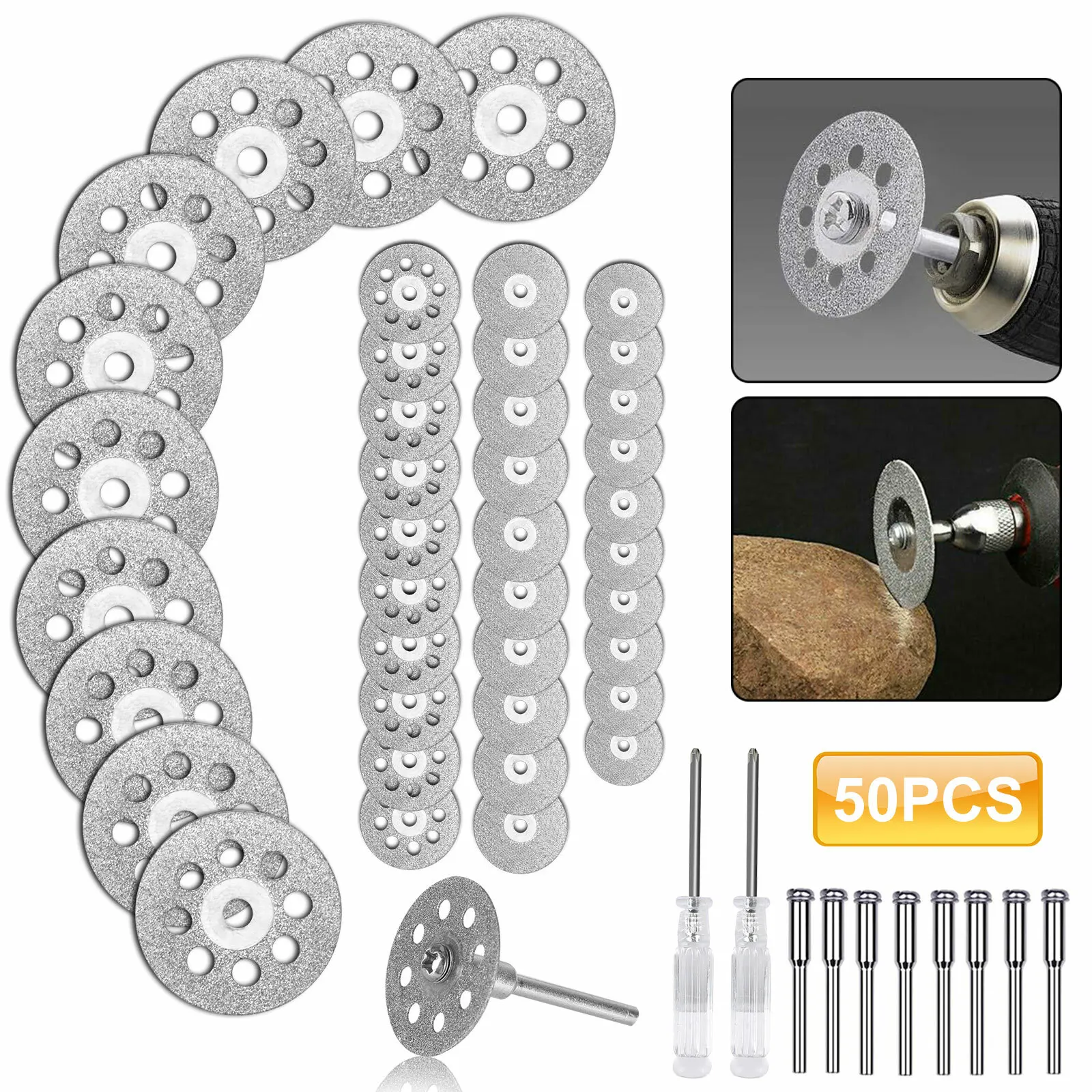 

50 PCS Diamond Cutting Wheel Saw Blades Cut Off Discs Set for Dremel Rotary Tool