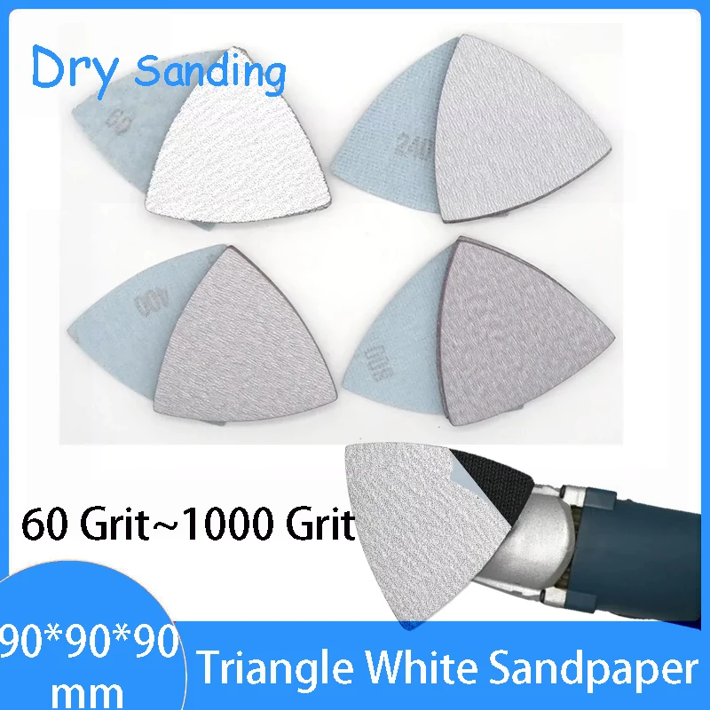 25 Pcs 90*90*90mm Sanding Sheets Triangle Sandpaper Hook & Loop 60 To 1000 Grits Abrasive Sanding Disc For Wood Metal Sanding