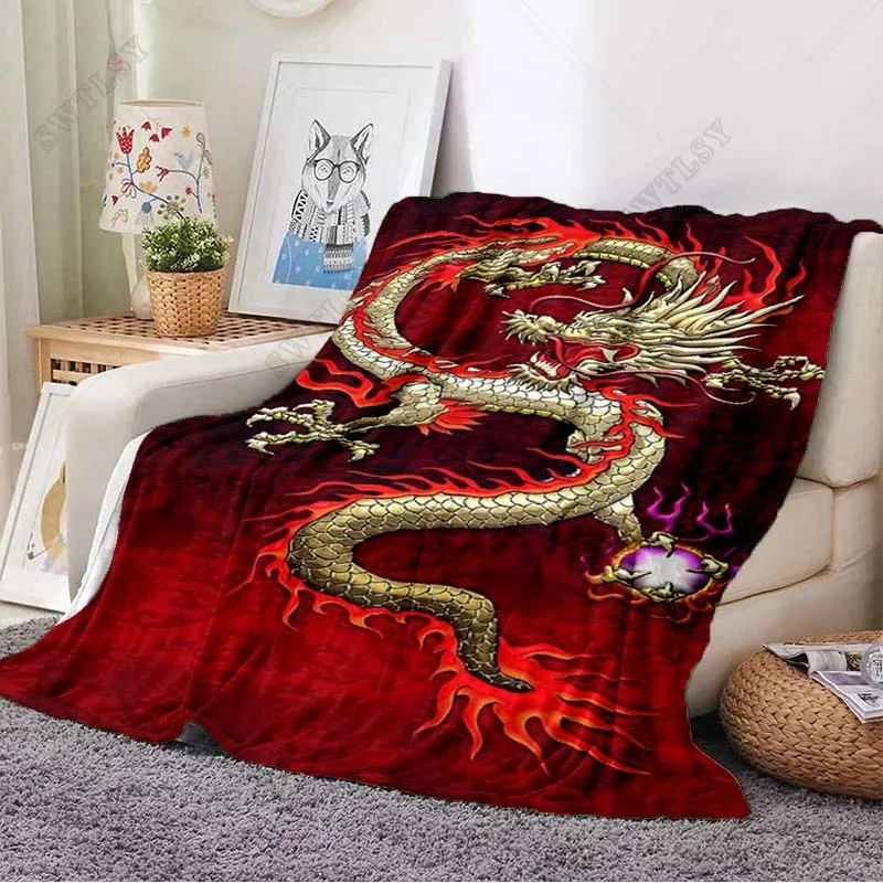 

Chinese Dragon or Divine Dragon Fluffy Blanket Flannel Warmth Soft Plush Sofa Dragon Eye Square Throw Blanket Tourist Blanket